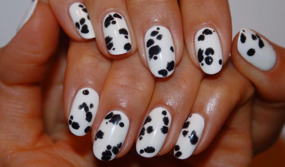 dalmatian-themed nail art